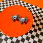 Skull Bow Studs | Clay Halloween Earrings