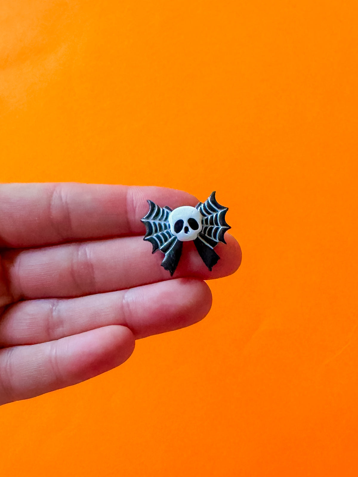 Skull Bow Studs | Clay Halloween Earrings