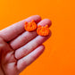 Cat Pumpkin Stud Earrings | Clay Halloween Earrings