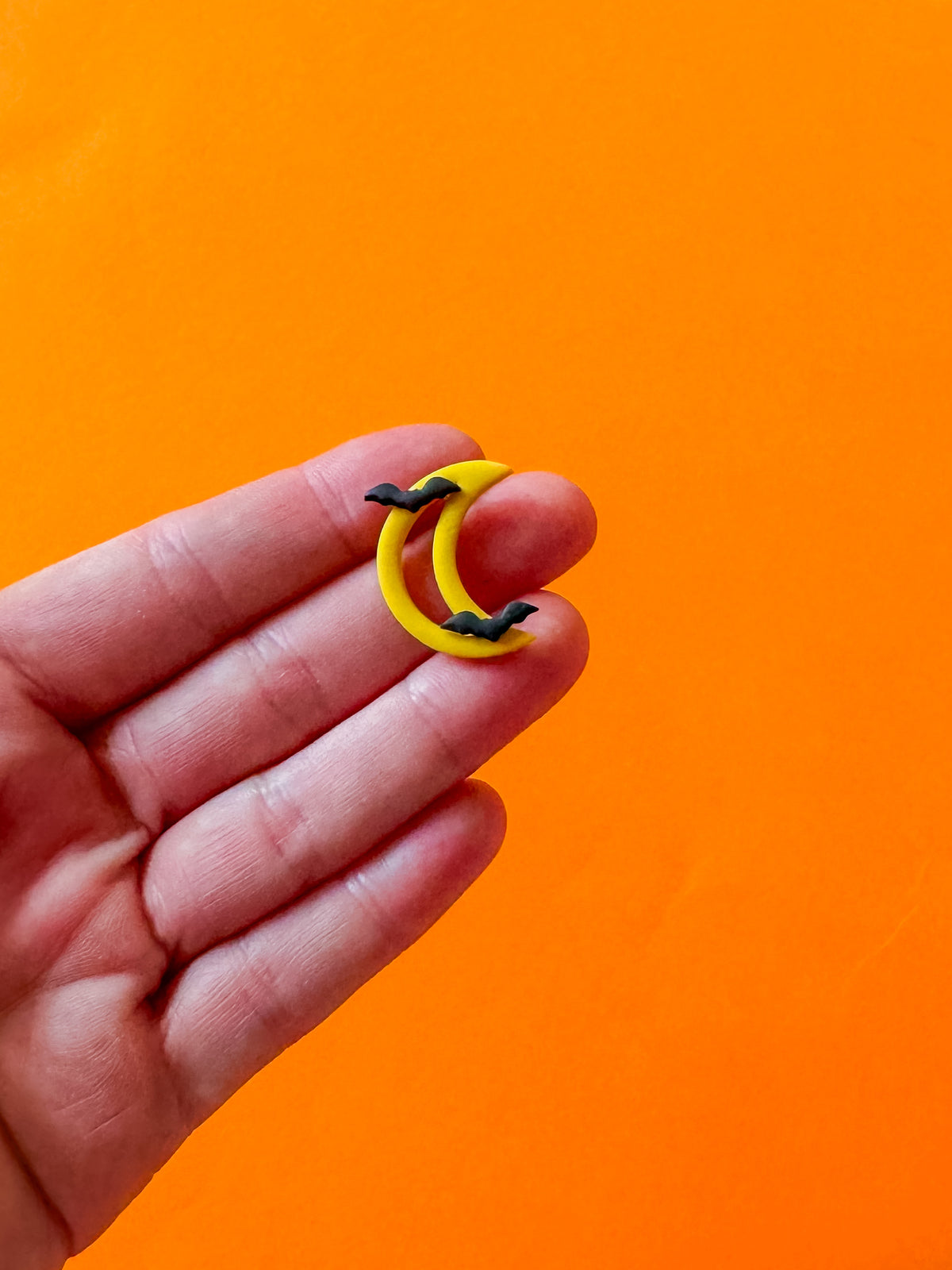 Moon Bat Earrings | Clay Halloween Earrings