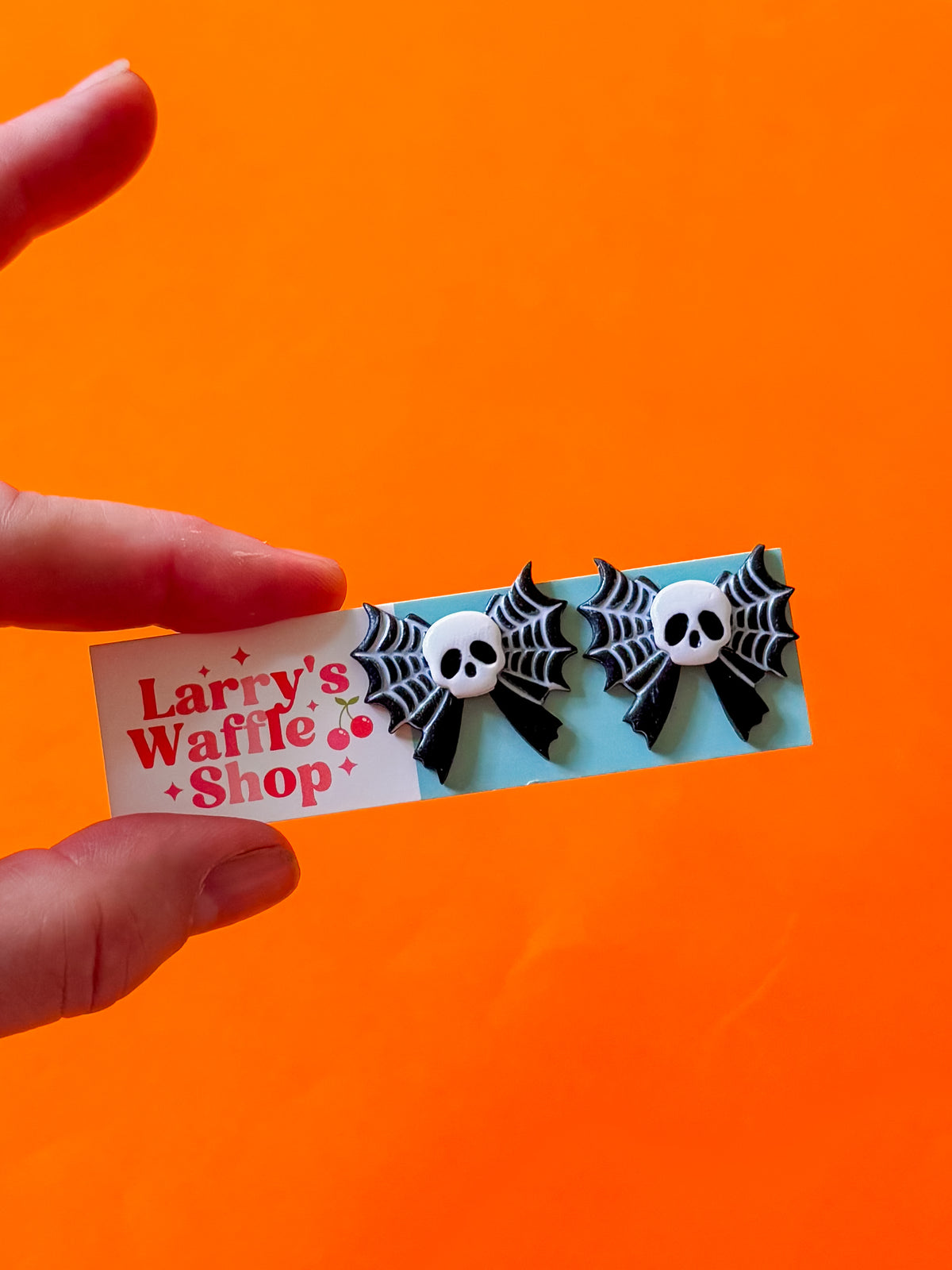 Skull Bow Studs | Clay Halloween Earrings