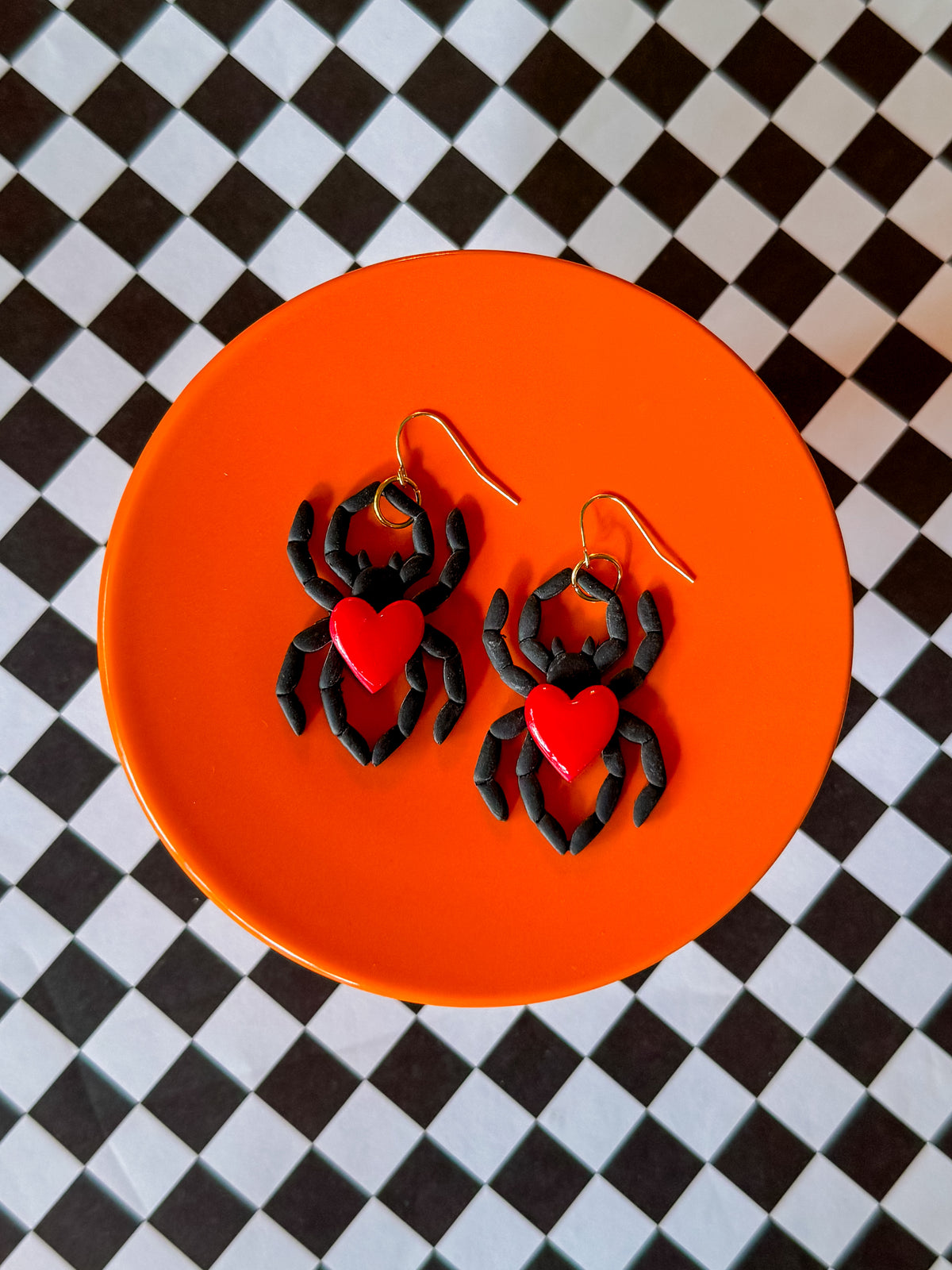 Black Widow Earrings | Clay Halloween Earrings