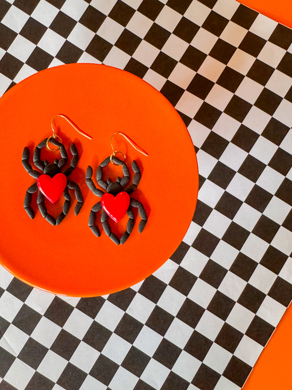 Black Widow Earrings | Clay Halloween Earrings