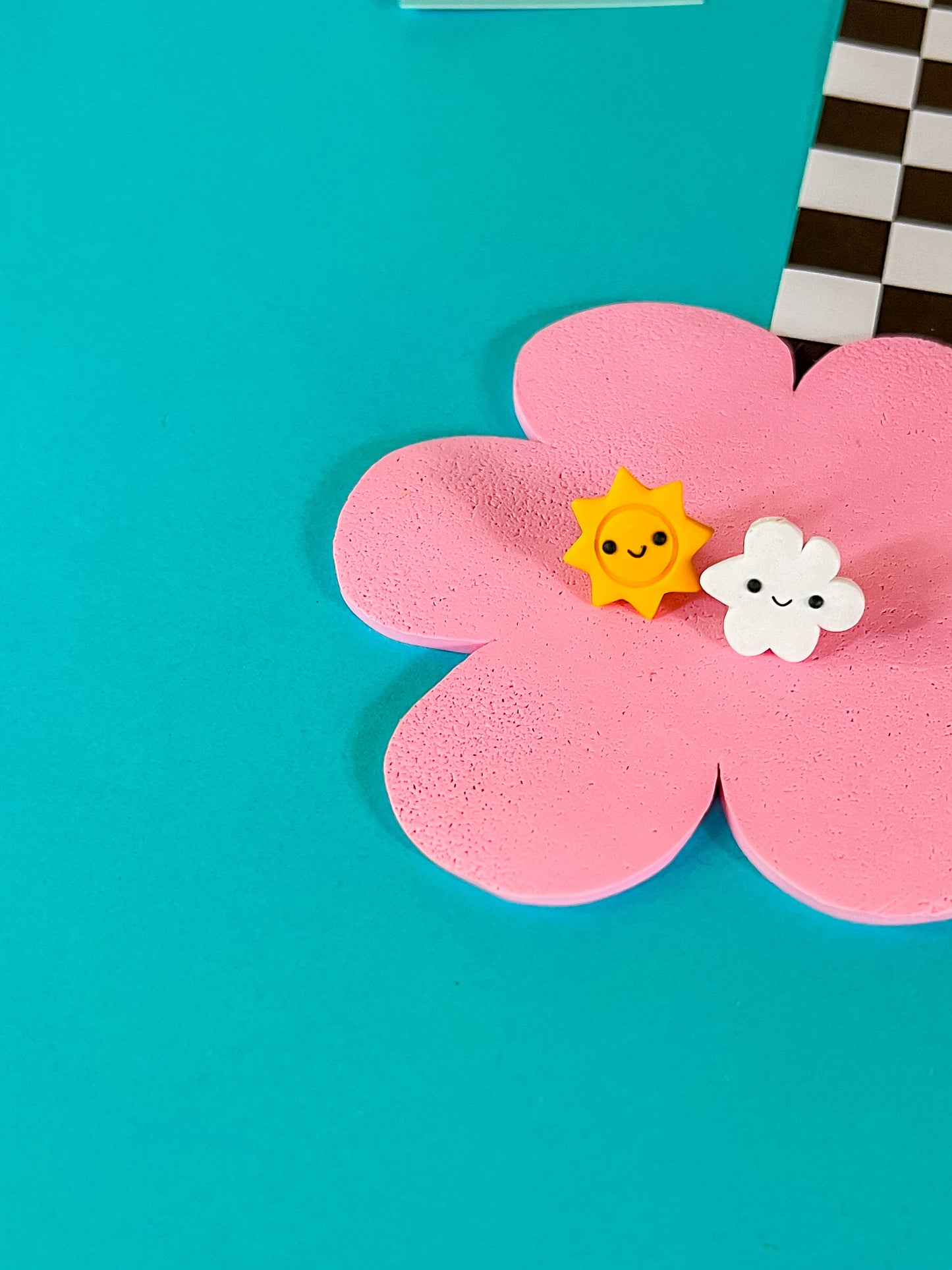 Sun + Cloud Stud Earrings | Clay Earrings