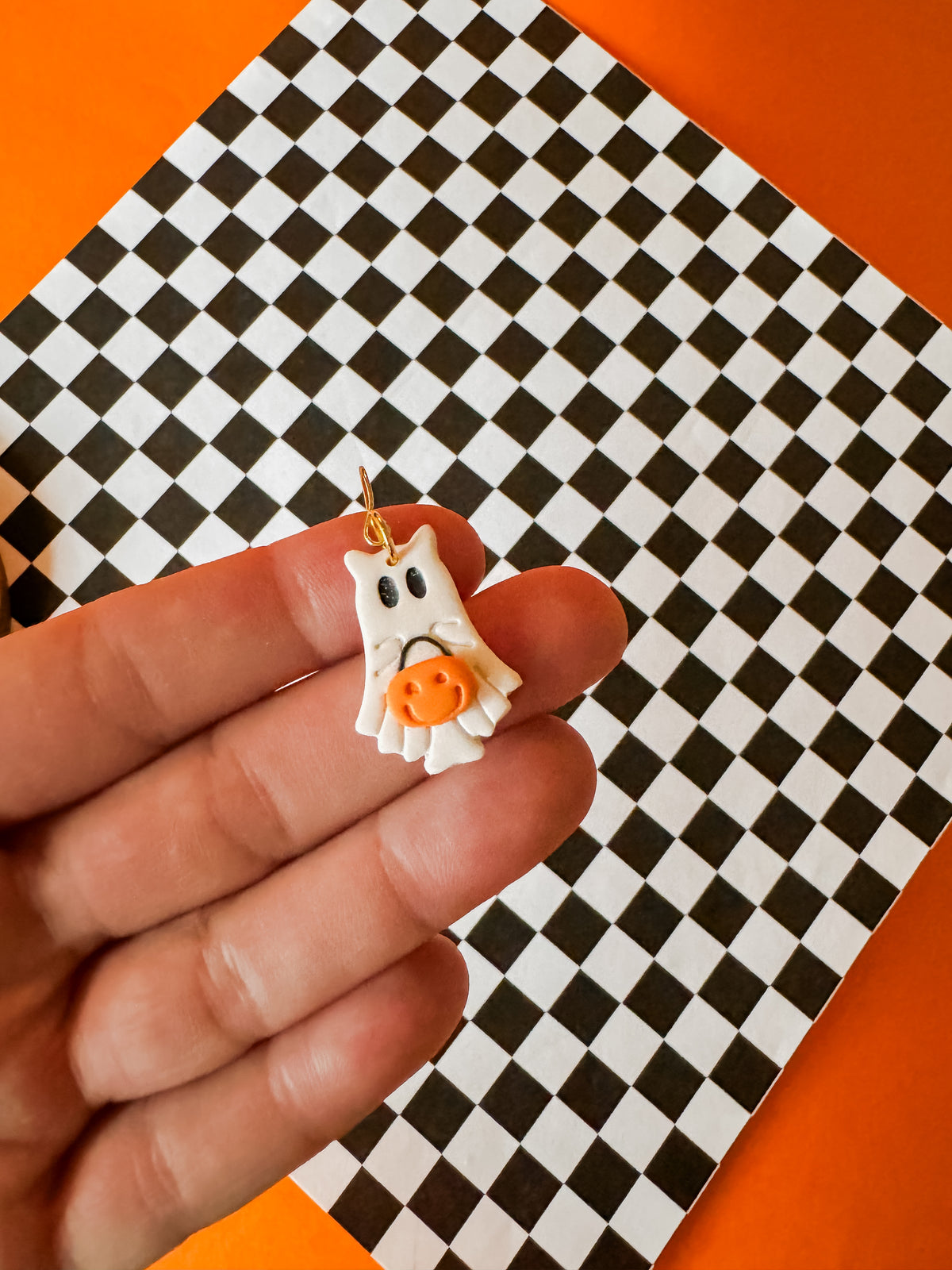 Ghost Cat Earrings | Clay Halloween Earrings