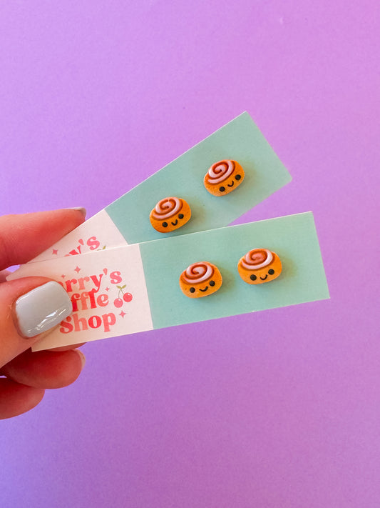 Cinnamon Roll Studs | Clay Earrings