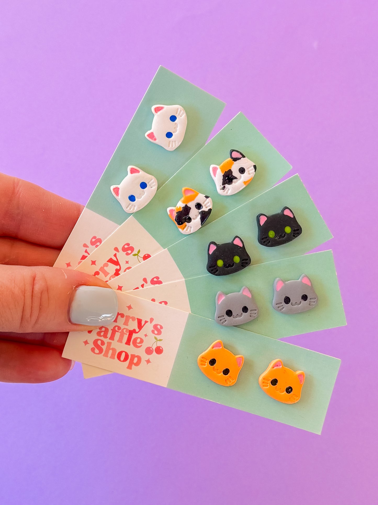 Kitty Cat Studs | Clay Earrings