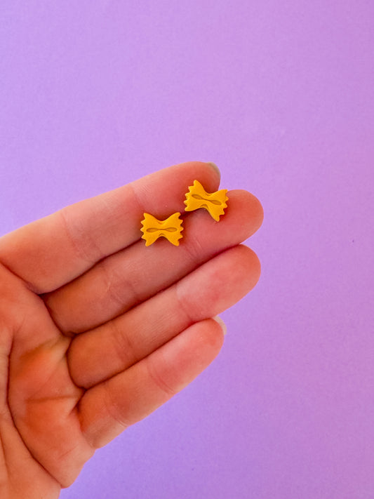 Bow Tie Pasta Studs | Clay Earrings
