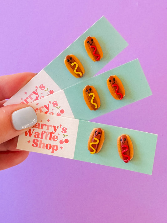 Hot Dog Studs | Clay Earrings