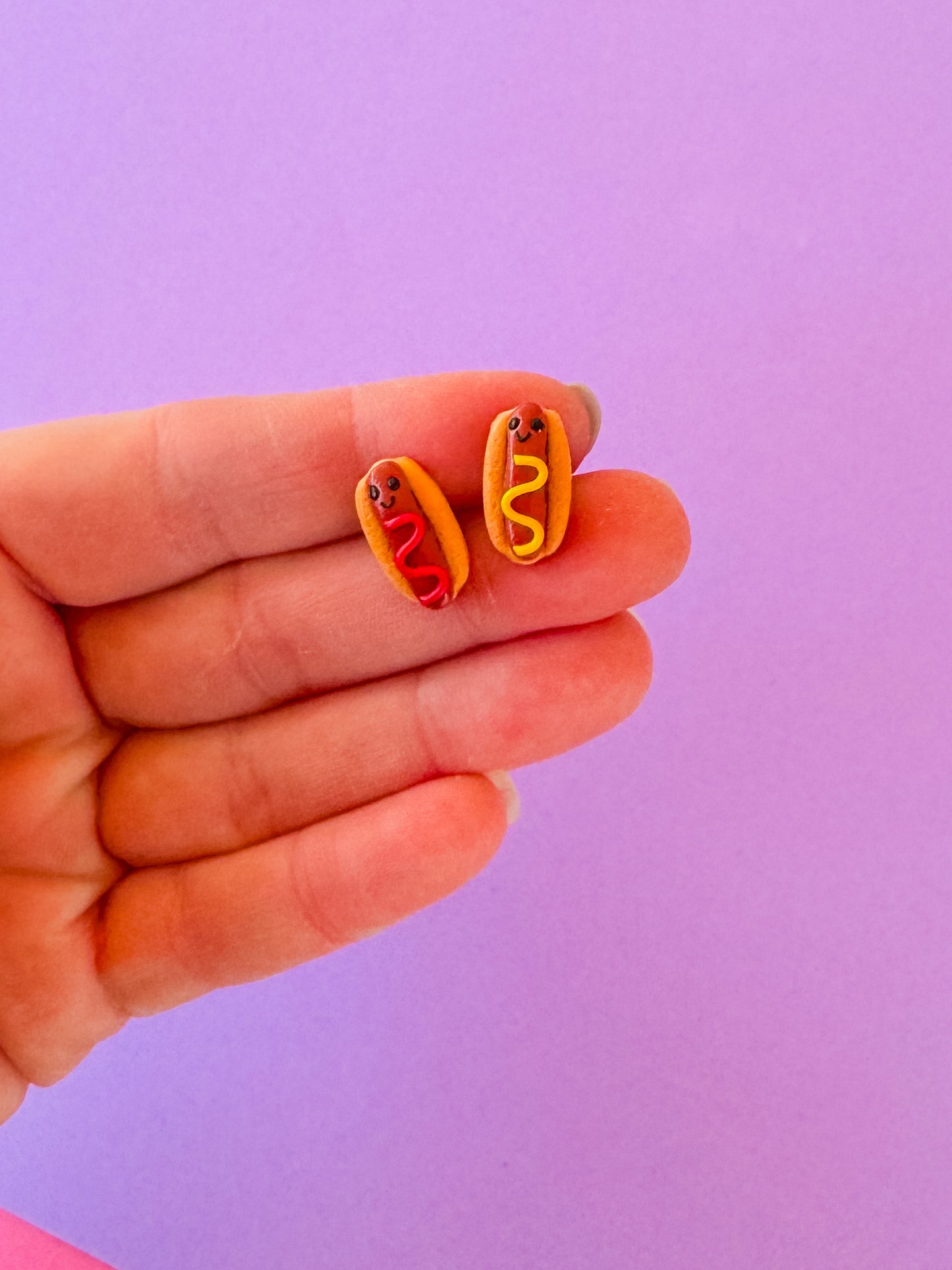 Hot Dog Studs | Clay Earrings