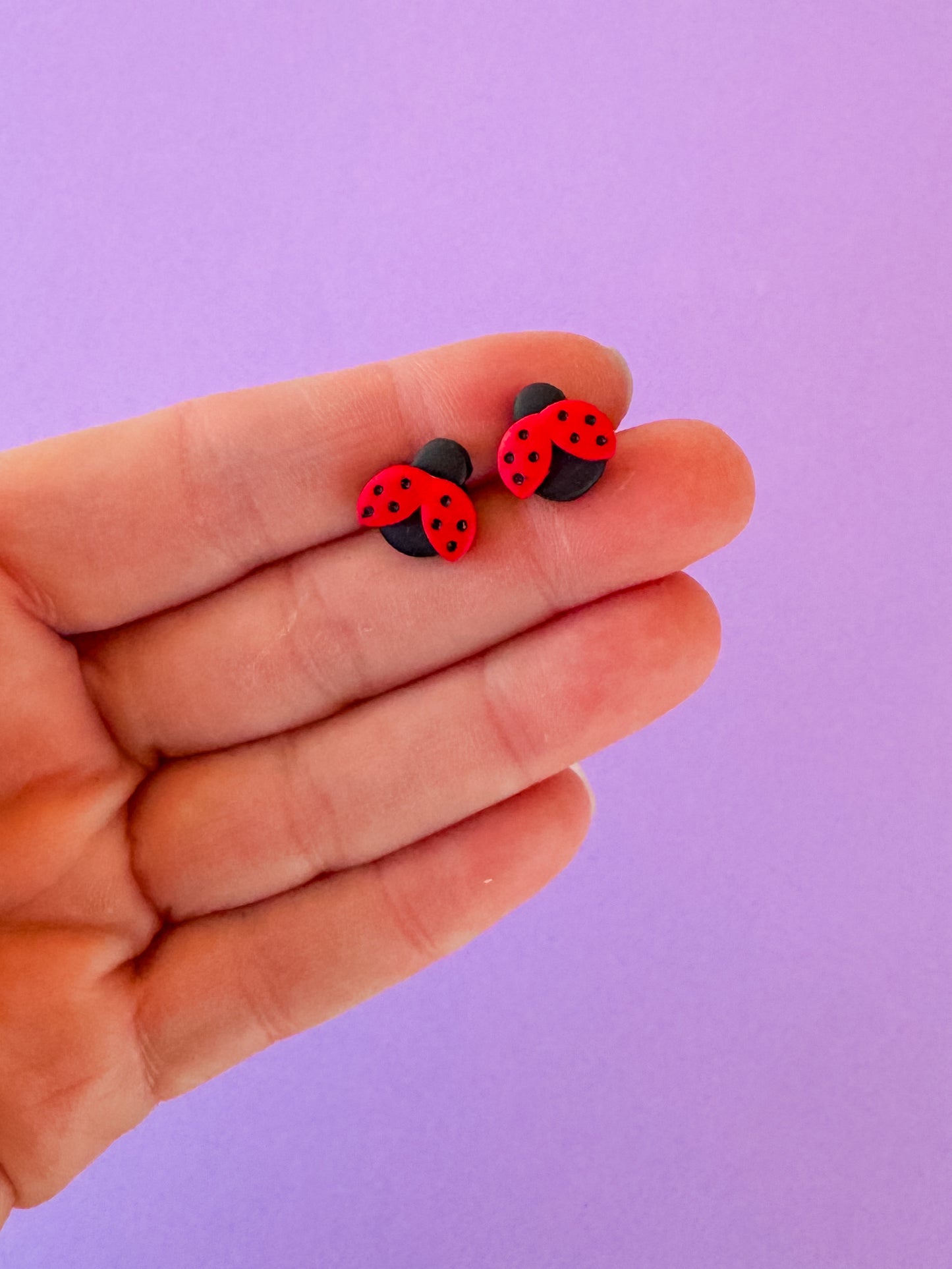 Ladybug Stud Earrings | Clay Earrings