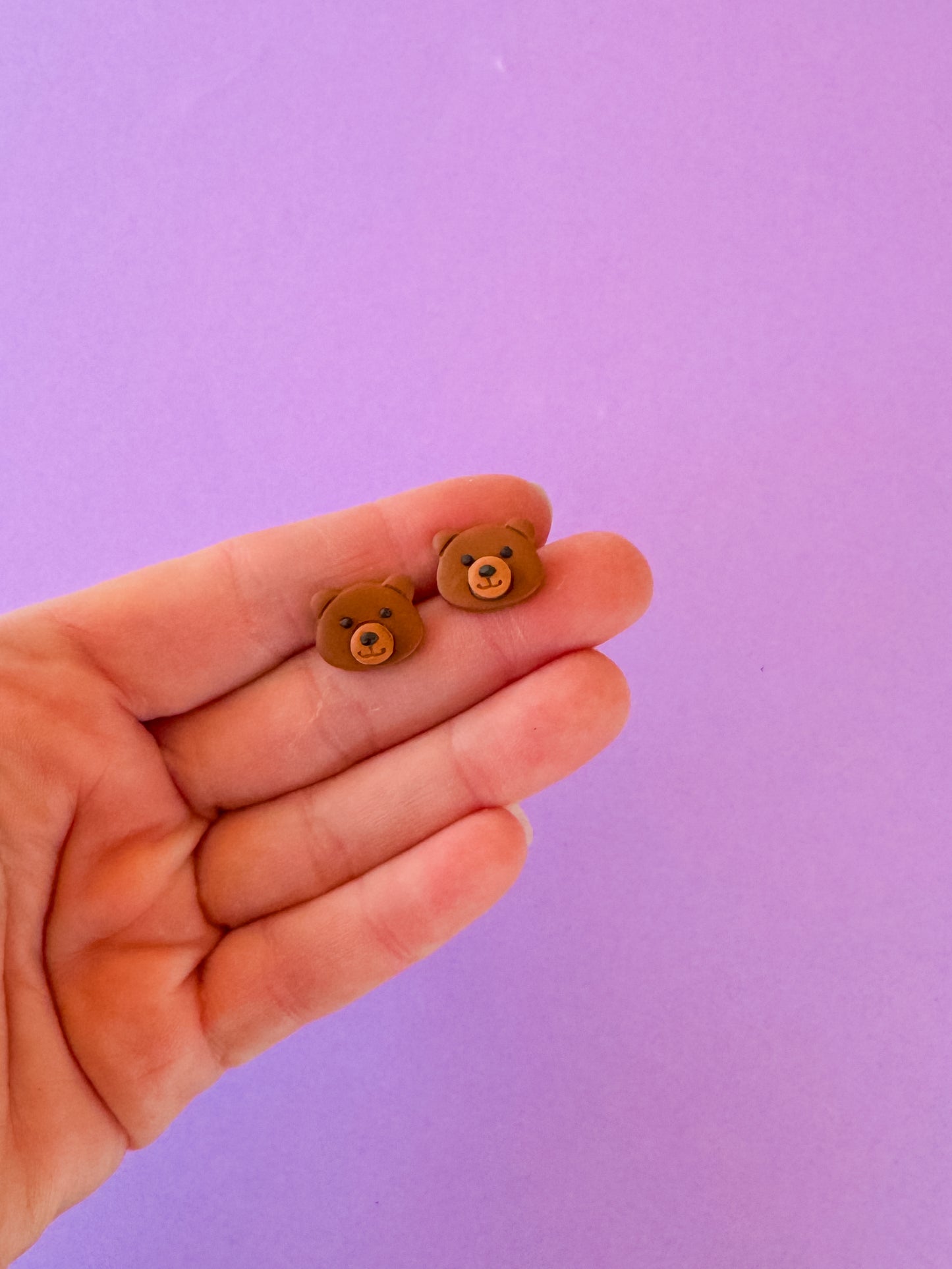 Bear Stud Earrings | Clay Earrings