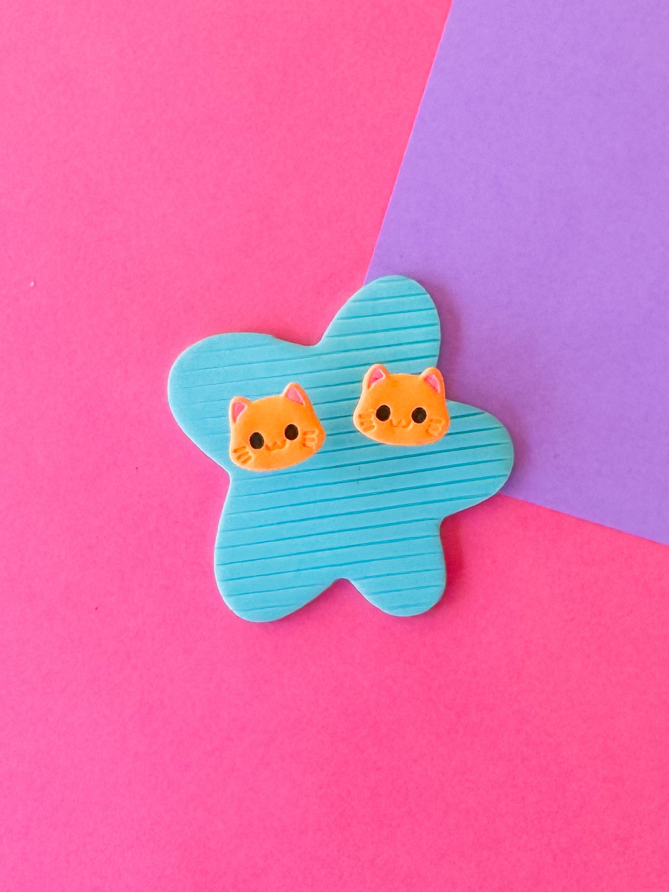 Kitty Cat Studs | Clay Earrings