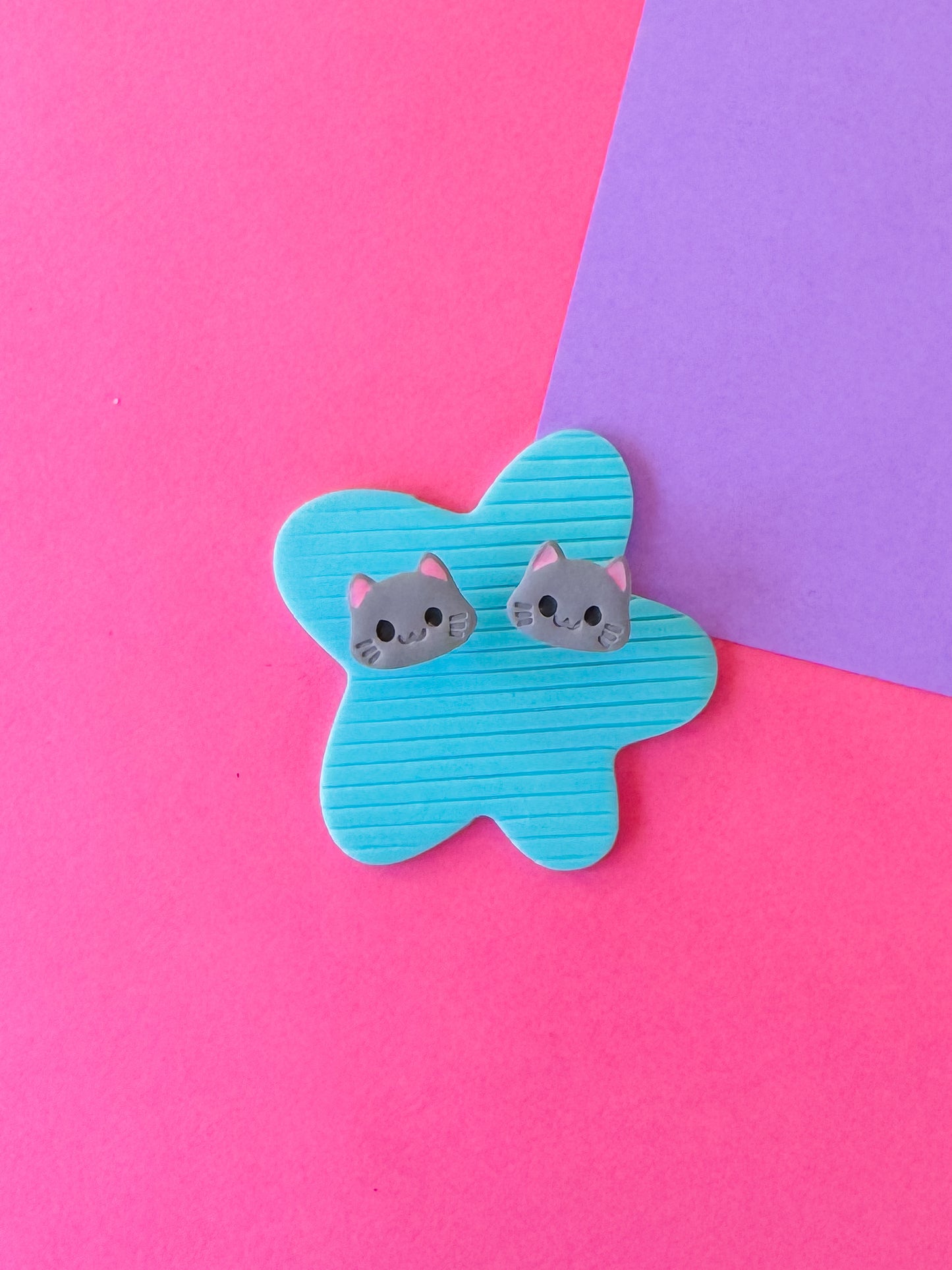 Kitty Cat Studs | Clay Earrings