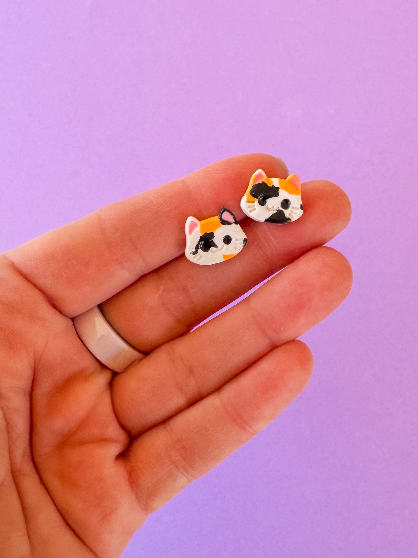 Kitty Cat Studs | Clay Earrings