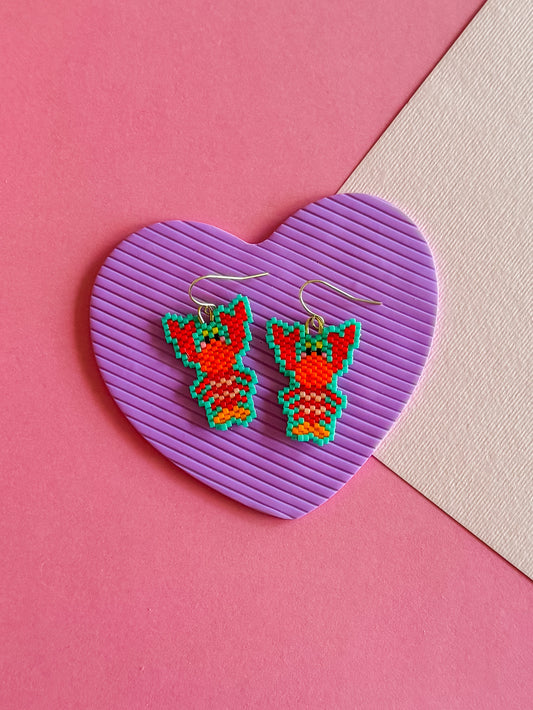 Beaded Lobster Earrings | Beaded Earrings