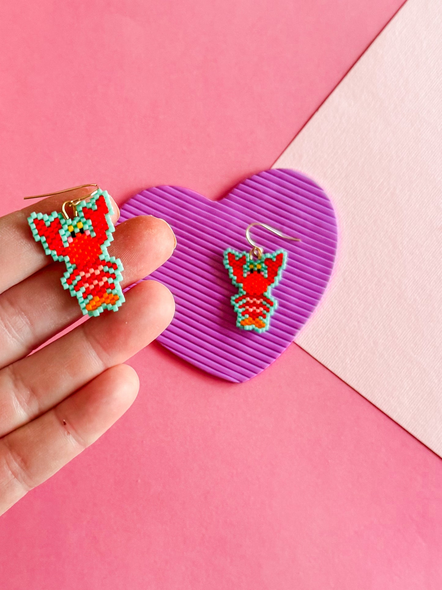 Beaded Lobster Earrings | Beaded Earrings