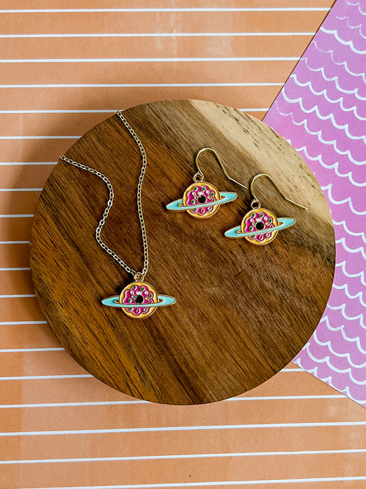 Donut Planet Necklace and Earrings