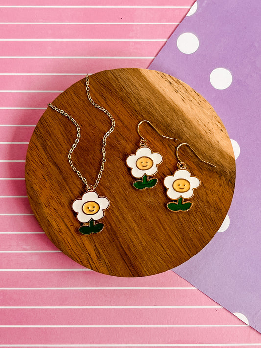 Friendly Flower Necklace and Earrings