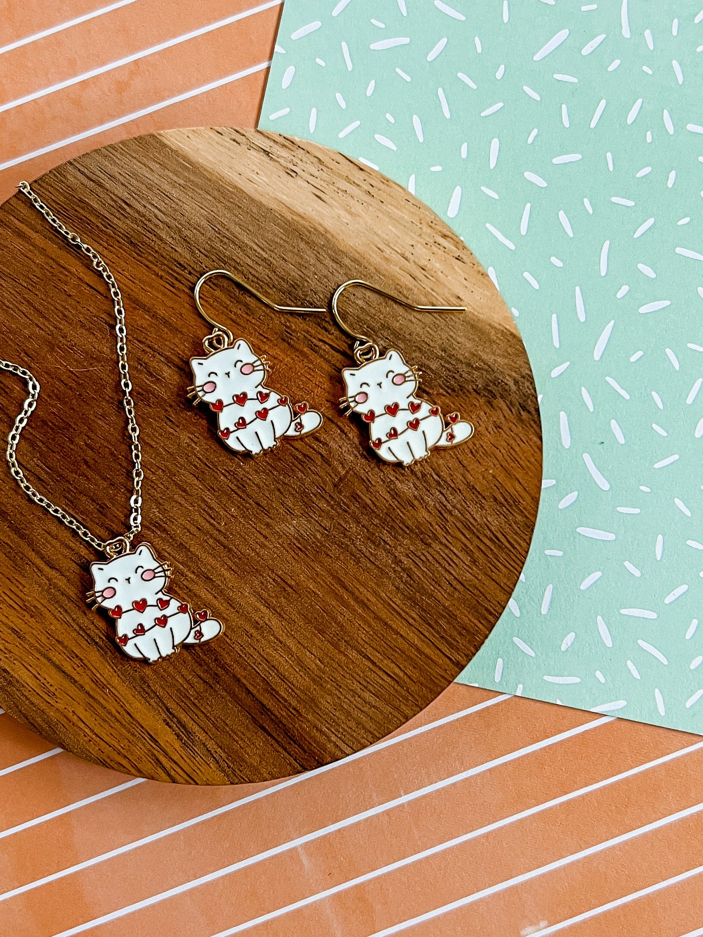 Rose The Cat | Enamel Necklace and Earrings
