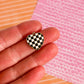 Black Check Heart Necklace and Earrings